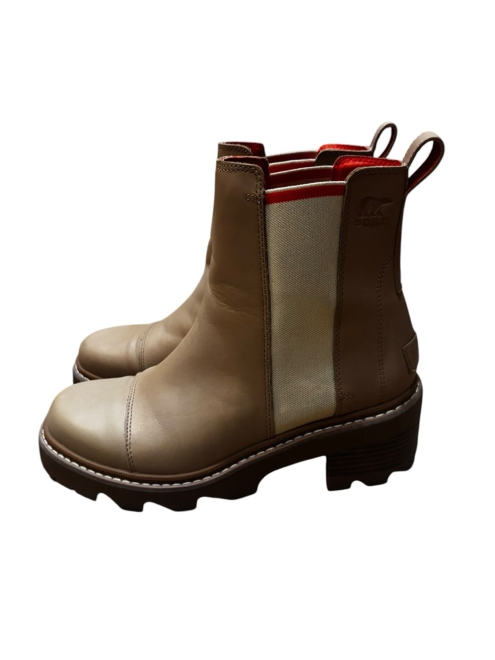 Sorel Women's Beige Round toe Cushioned Pull On Joan Now Chelsea Boots Sz 9 - Picture 3 of 7